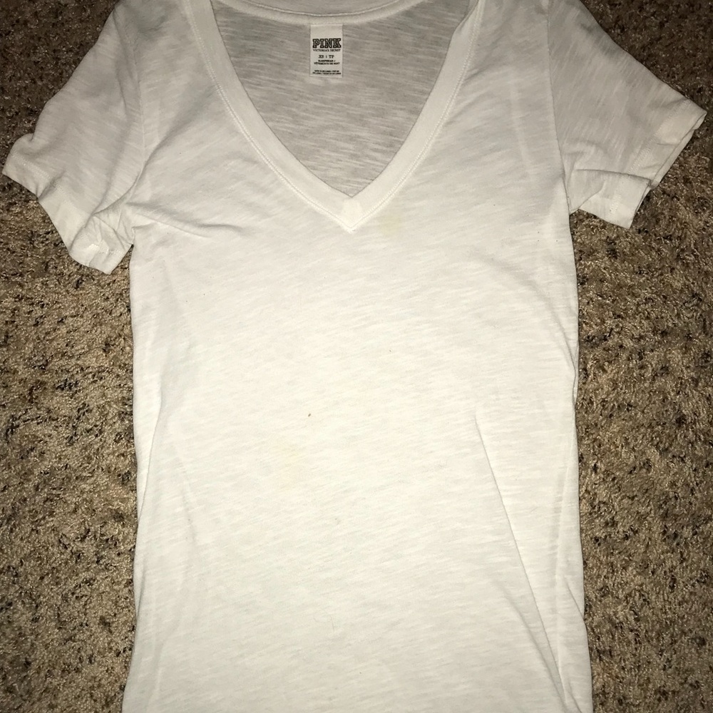 White V-Neck Tee from VSPINK